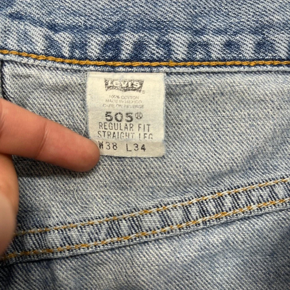Levis 505 Regular Fit Jeans Mens 38x34 Blue Straight Leg Denim Vintage 90s Y2K‎